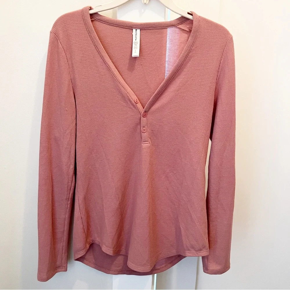 Athleta Wind Down‎ Waffle Knit Pink Top